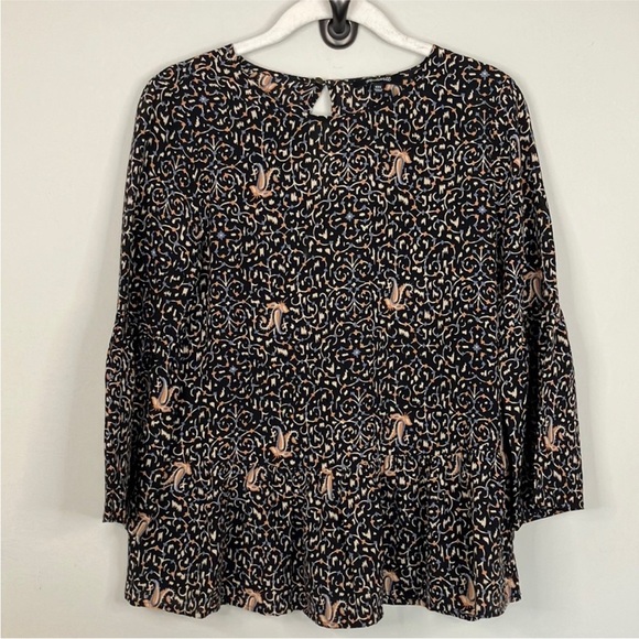 MADEWELL Silk Black Ditsy Floral Print Blouse - Picture 9 of 16